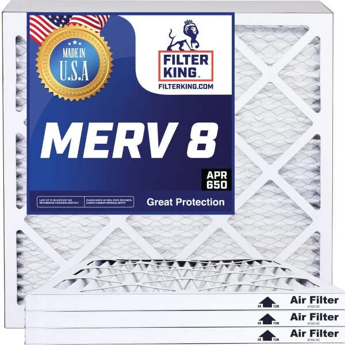 Filter King 23x15.5x1 Air Filter | 4-PACK | MERV 8 HVAC Pleated A/C Furnace Filters | MADE IN USA | Actual Size: 23 x 15.5 x .75"