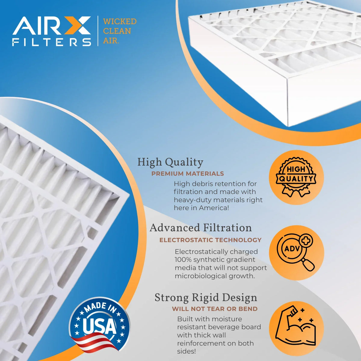 20x25x6 Air Filter MERV 11 Comparable to MPR 1000, MPR 1200 & FPR 7 suitable with Aprilaire 201 Premium USA Made 20x25x6 Furnace Filter 1 Single Filter by AIRX FILTERS WICKED CLEAN AIR.