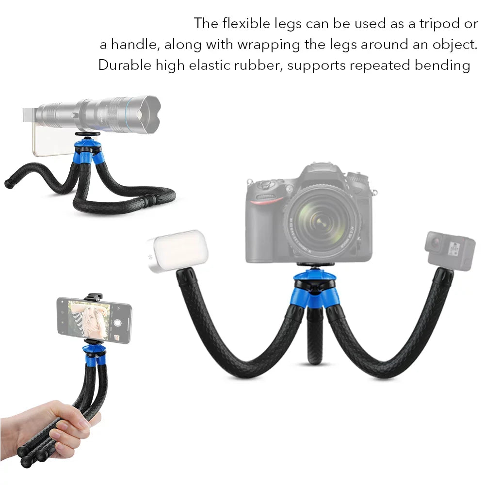 APEXEL APL-JJ07 Detachable Flexible Octopus Tripod Portable Travel Mobile Phone Tripod with Foldable Phone Clip appropriate with DSLR Max Load 3kg