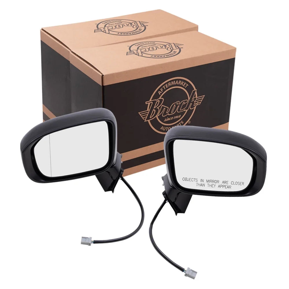 Brock Aftermarket Replacement Driver Left Passenger Right Power Mirror Without Heat-Camera Paint To Match Black Set appropriate With 2014-2015 Honda Civic