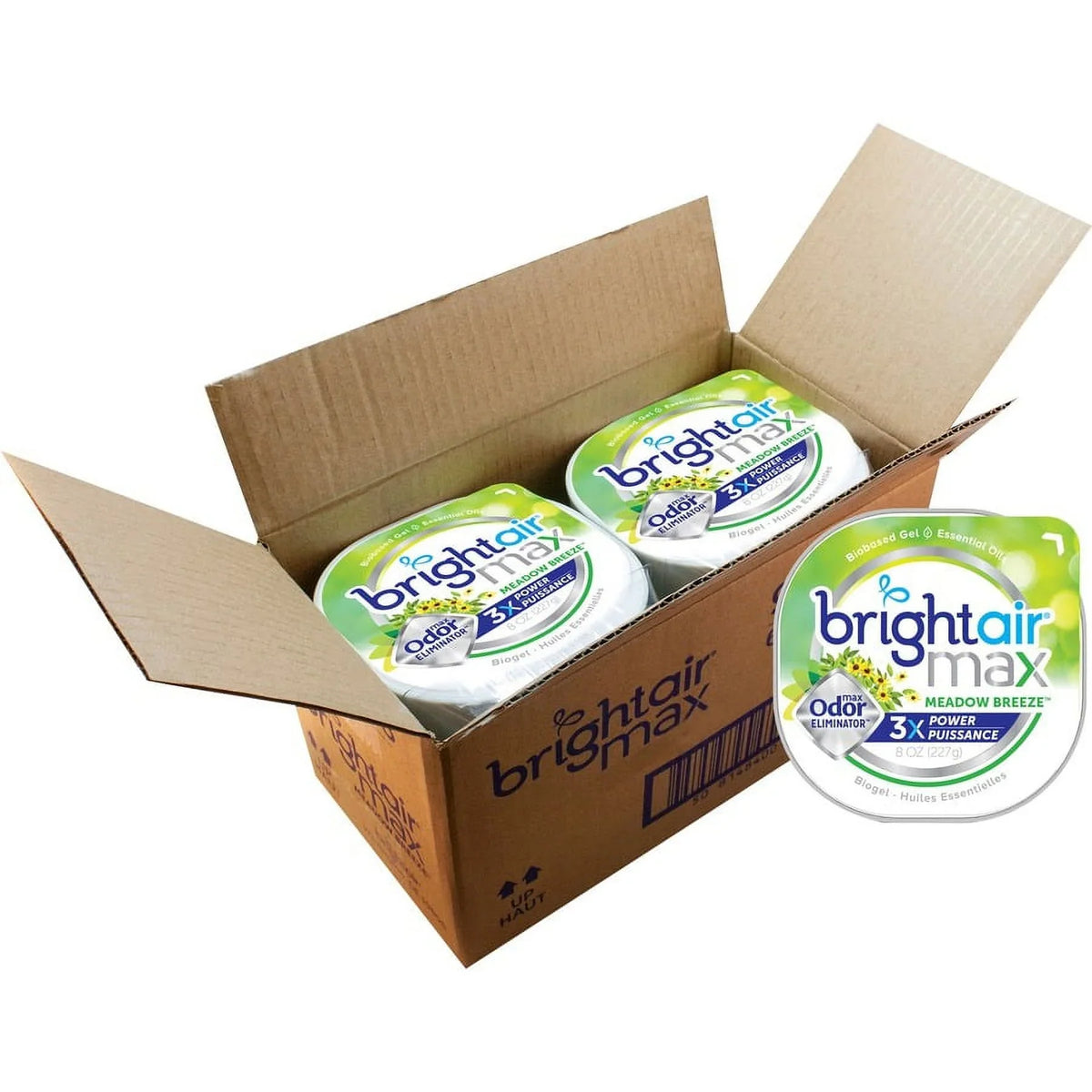 Bright Air Max Scented Gel Odor Eliminator - Gel - 8 oz - Meadow Breeze - 6 / Carton - Odor Neutralizer, Phthalate-free, Paraben-free, BHT Free, Bio-b | Bundle of 2 Cartons