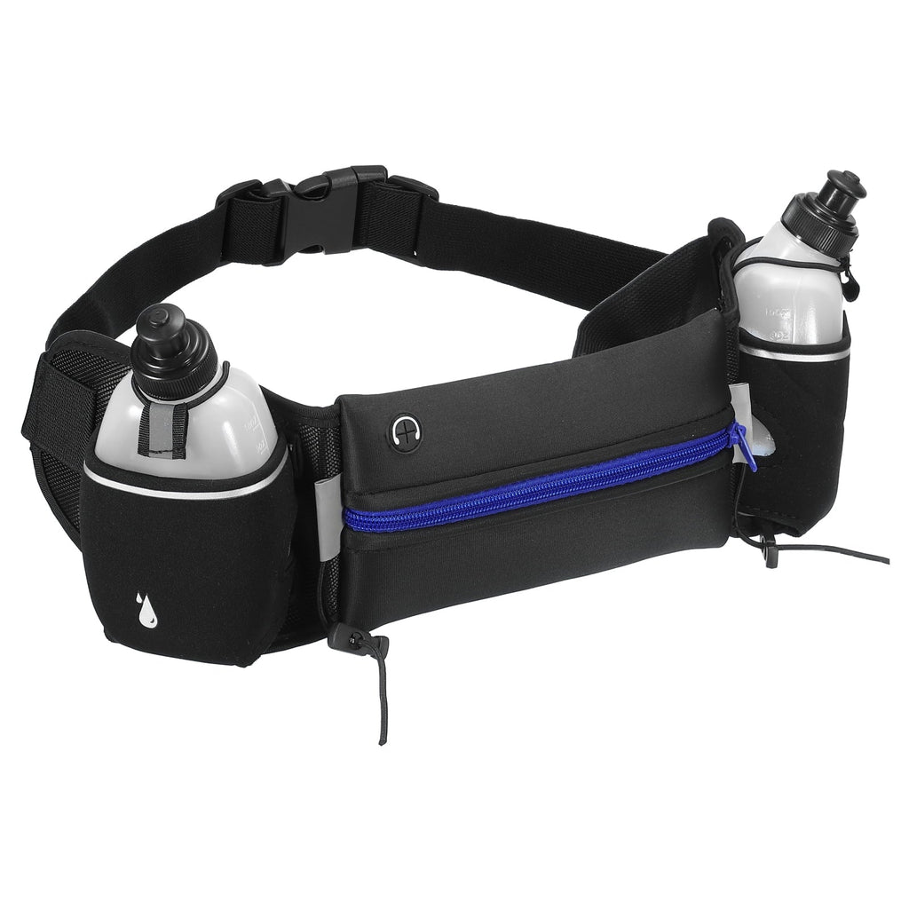 Uxcell Running Belt with aqua Bottles, Hydration Waist Pack Running Pouch, Dark Blue
