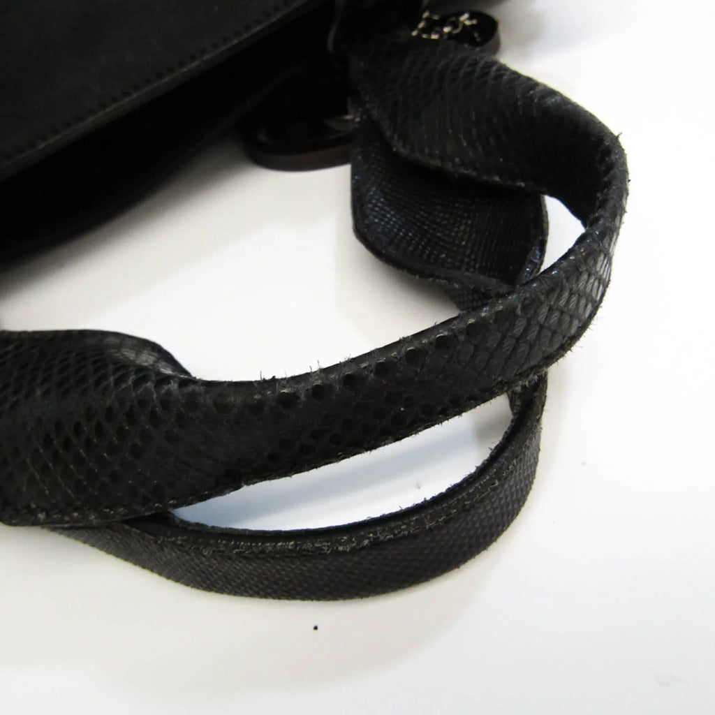 Pre-Owned Cartier Marcello moisture Snake L1000928 Women's Suede,Leather Handbag,Shoulder Bag Black (Good)