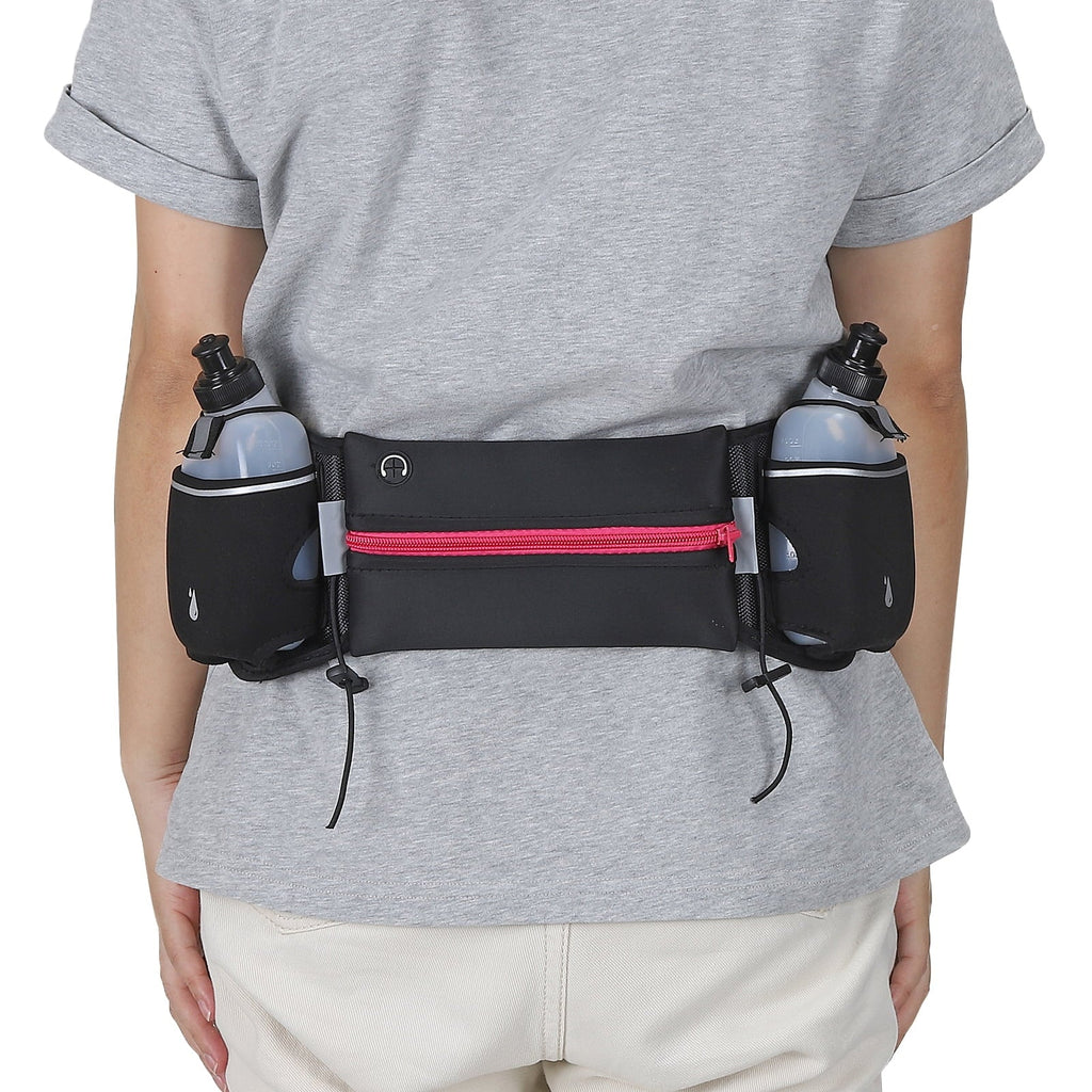 Uxcell Running Belt with aqua Bottles, Hydration Waist Pack Running Pouch, Dark Blue