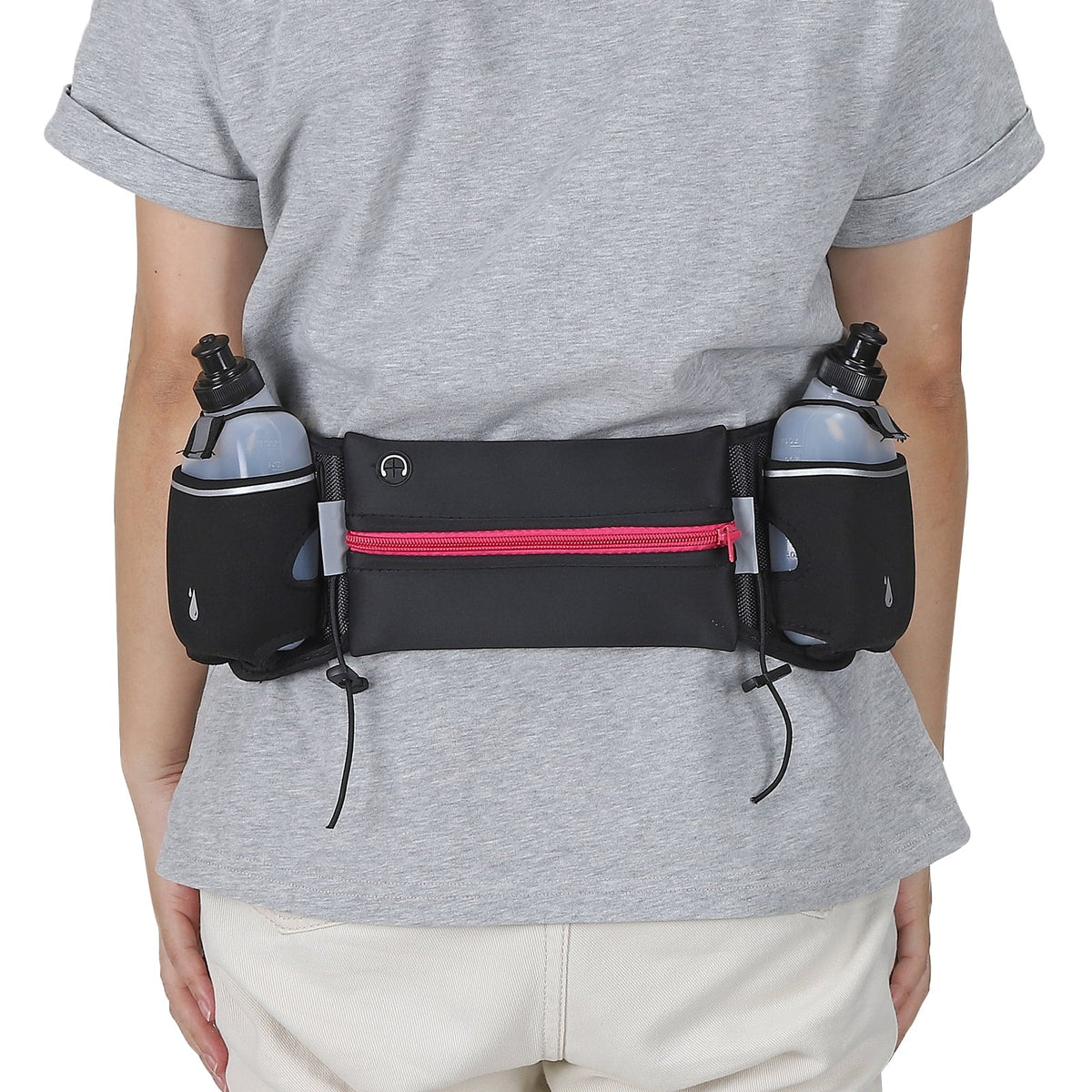 Uxcell Running Belt with aqua Bottles, Hydration Waist Pack Running Pouch, Dark Blue