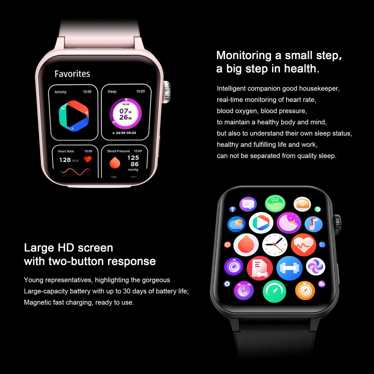 Blackview Smart Watch for Android and iOS, Fitness Tracker with Bluetooth Call, 1.83" HD Touch Screen, Waterproof, 4 Mini Games,100+ Sports, Smartwatch with Voice Assistant, Romantic Gifts Set of 2