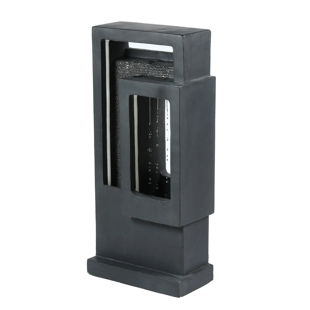 HomeStock Victorian Vintage Gray Resin Column Raining Outdoor Fountain With Led Light