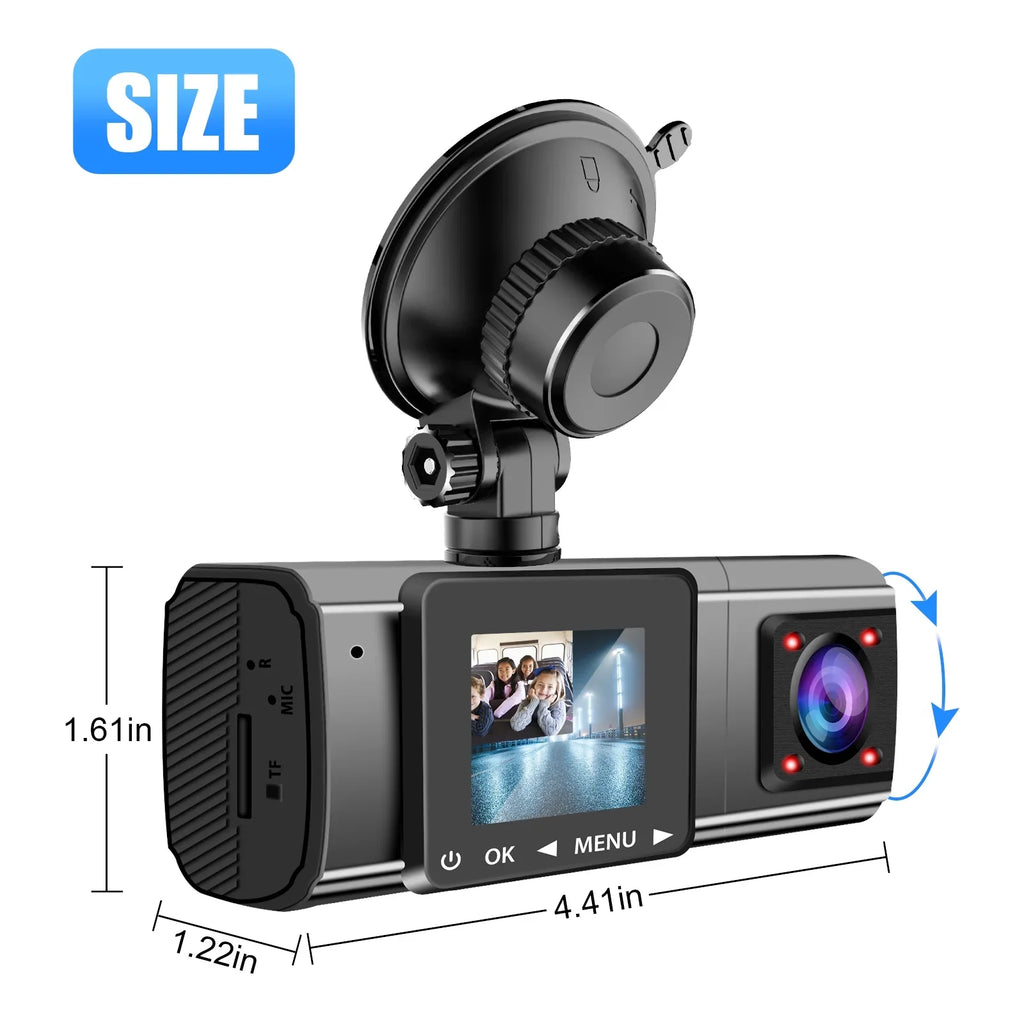 Dual Dash Cam, TSV 1080P Dual Lens Front Insides Camera,  Car DVR Driving Recorder with Night Vision, 170° Wide Angle, Loop Recording, G-Sensor, Parking Mode - Black
