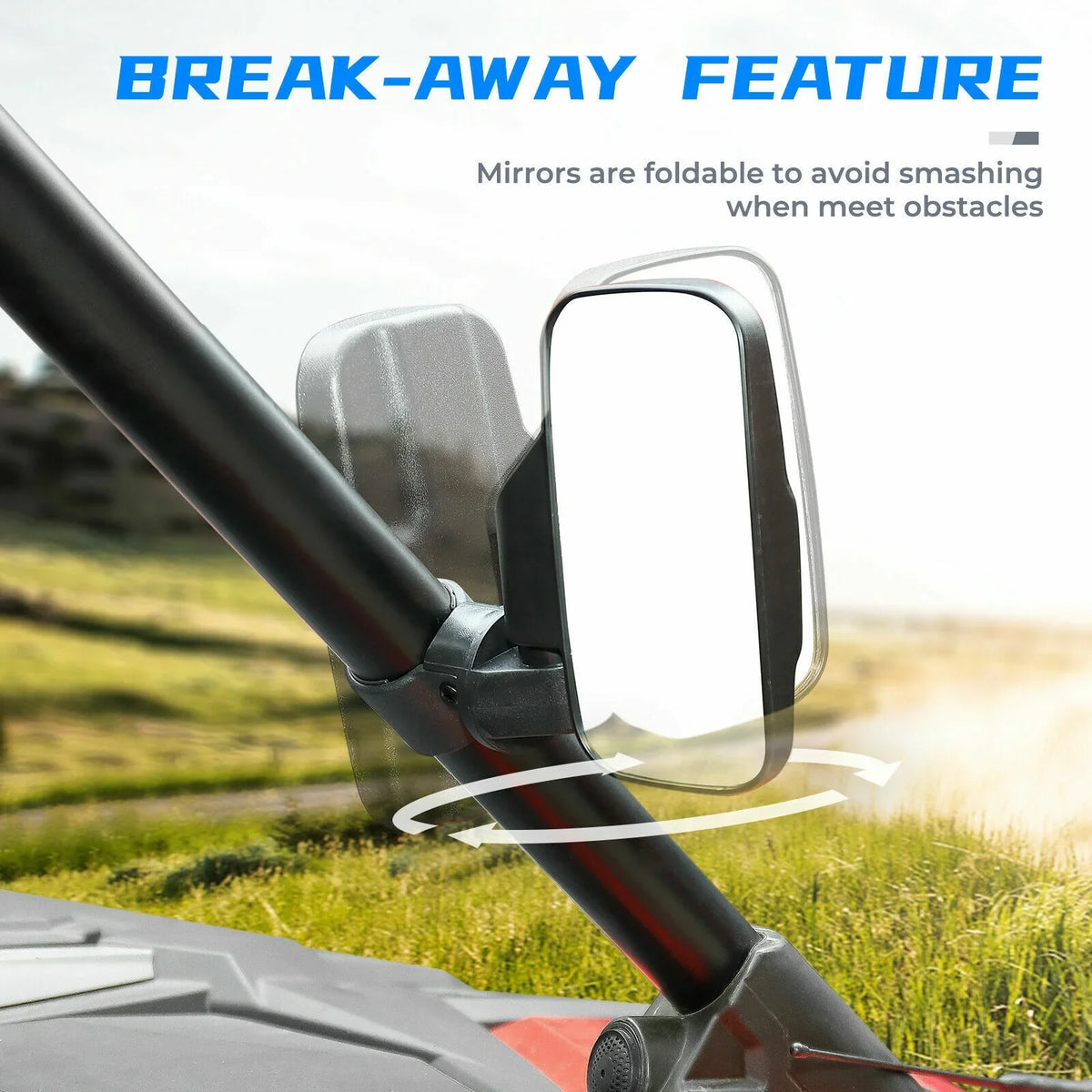 UTV Rear View Mirrors Set 1.75"-2" Bar Clamp Center Mirrors matching with Polaris RZR 900 1000 Can-Am X3