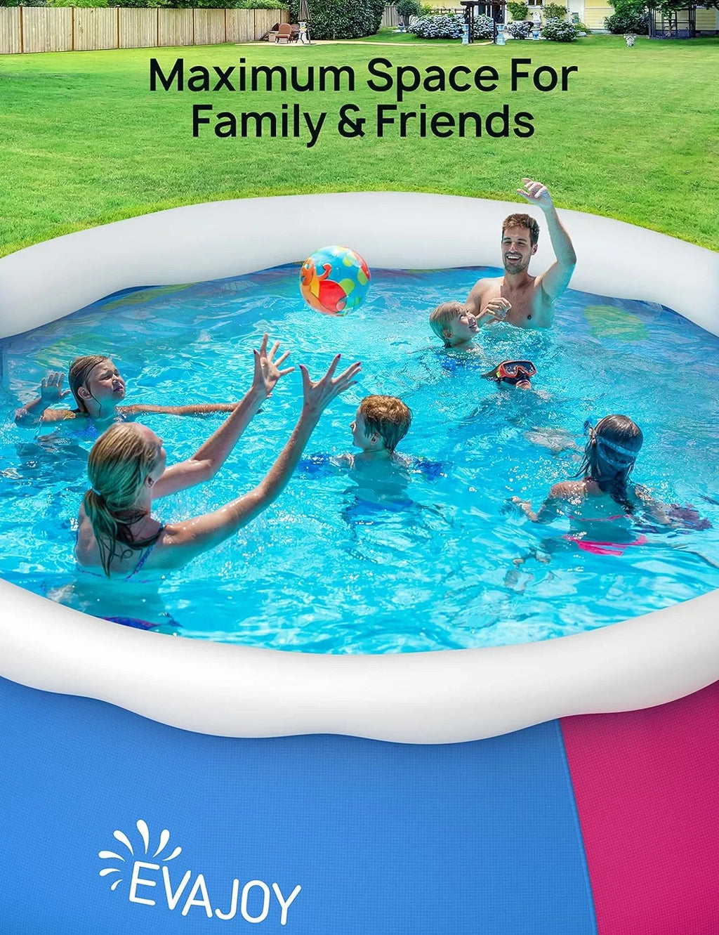Track 7 15ft *35in Inflatable Swimming Pool Include Filter Pump, Ground Cloth and protector, Blue