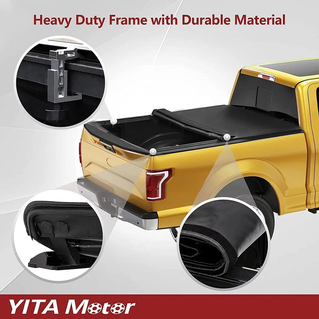 Ledkingdomus 6.2 ft Bed Soft Roll Up Truck Bed Tonneau shield for 2015-2022 Chevy Colorado/GMC Canyon