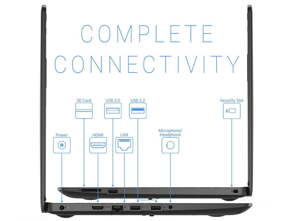 Inspiron 3493 Laptop, 14" FHD Display,  Core i5-1035G4 Upto 3.7GHz, 16GB RAM, 1TB NVMe SSD, HDMI, Card Reader, Wi-Fi, Bluetooth, Windows 10 Pro
