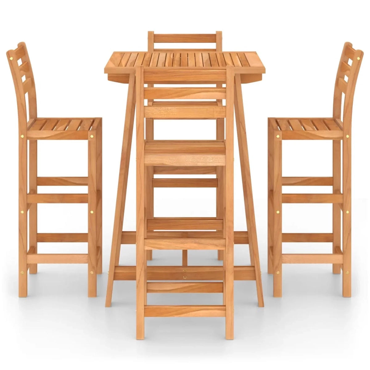 Dcenta 5 Piece Garden Bar Set Bar Table and 4 Stool Chairs Counter Height  Dining Set Acacia Wood for Bistro, Pub, Backyard, Terrace, Patio Furniture