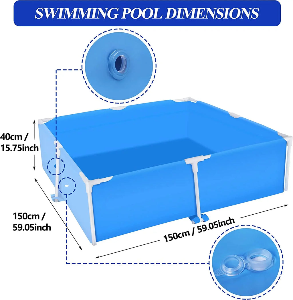 COVERONICS 59x59 Metal Frame Pool Summer - COVERONICS Swimming Pool for Summer moisture Play, Outdoor Indoor Pool Ball/Sand Pit for Backyard Party