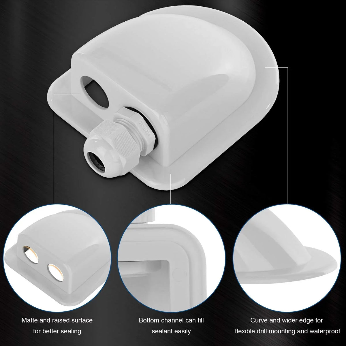 Restmo IP68 Waterproof Solar Cable Entry Gland, climate impervious Dual Cable Entry Housing for Solar Panels of RV, Caravan, Marine, craft, Cabin, White