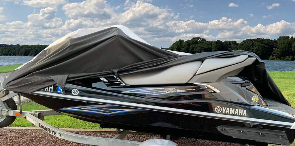 SUPER HEAVY-DUTY TOP OF THE LINE JETSKI protector appropriate for YAMAHA FZS Deluxe JetSki Jet Ski PWC protector 2009-2016 Black/Grey