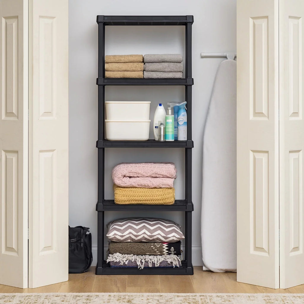Total Capacity, Black. IRIS USA 5 -Tier Plastic Rack Storage Shelf with 200 lb