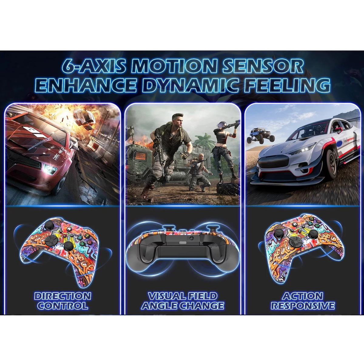 Bonadget 32Ft Wireless Xbox One Controller,Graffiti Custom Xbox Controller Built-in Dual Vibration and 3.5mm Audio Jack with TURBO Function - matching with Xbox One S/X/Xbox Series X/S/Window PC