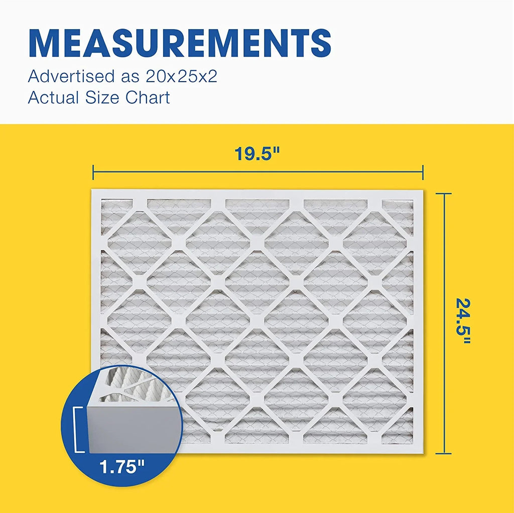 20X25x2 MERV 13 Pleated Air Filter, Furne Air Filter, 12 Pk (tual Size: 19 1/2" X 24 1/2" X 1 3/4")