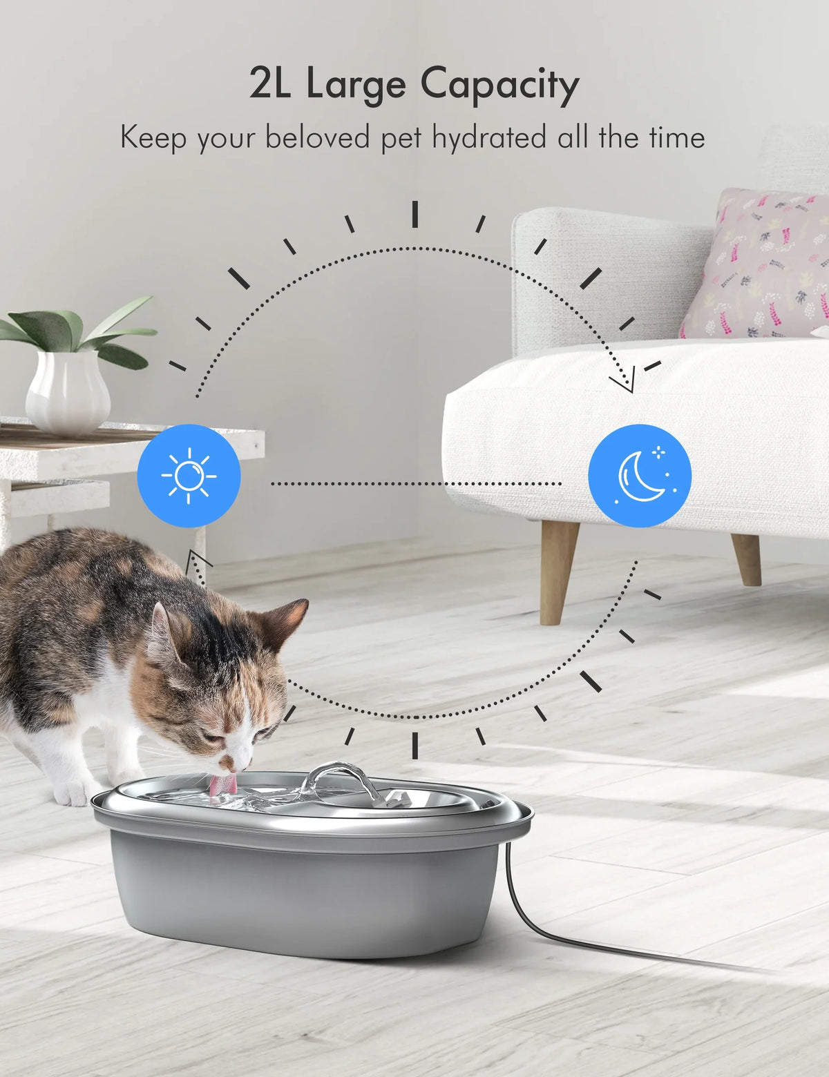 PETLIBRO Cat moisture Fountain Stainless Steel, 67oz/2L Healthy Pet liquid Fountain, Hygienic Material Dog liquid Dispenser, Super Quiet, Dishwasher Safe Design & Adjustable moisture Flow for Cats, Dogs