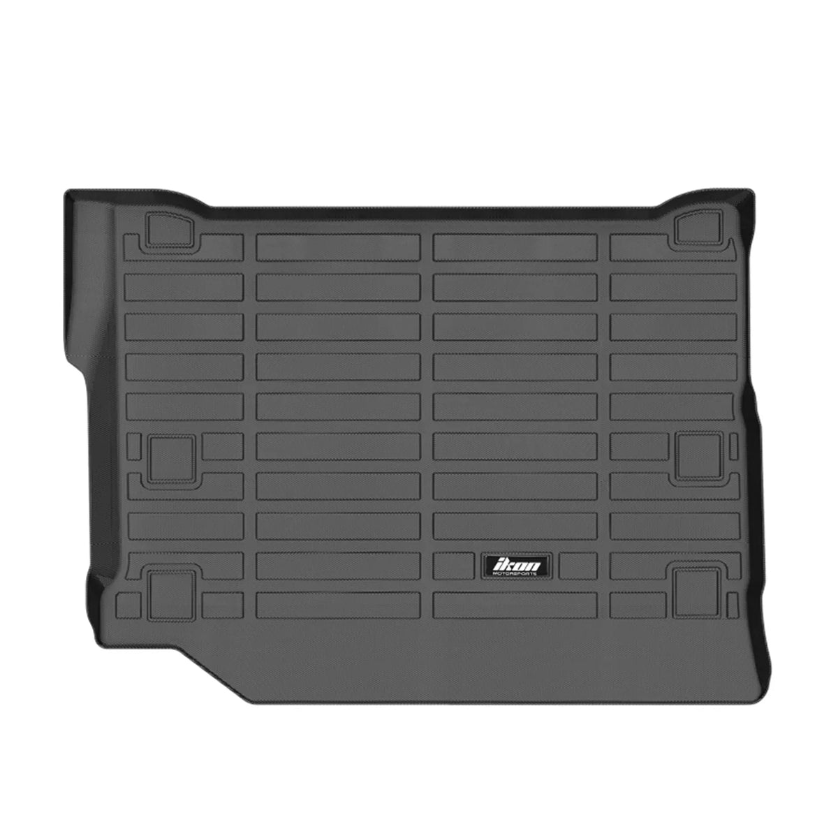 Ikon Motorsports Trunk Mat matching With 2021-2023 Jeep Wrangler 4xe, Black 3D Molded Car Rear Carpets Liner Protection TPE Thermo Plastic Elastomer All elements Boot Tray shield Protector Pad