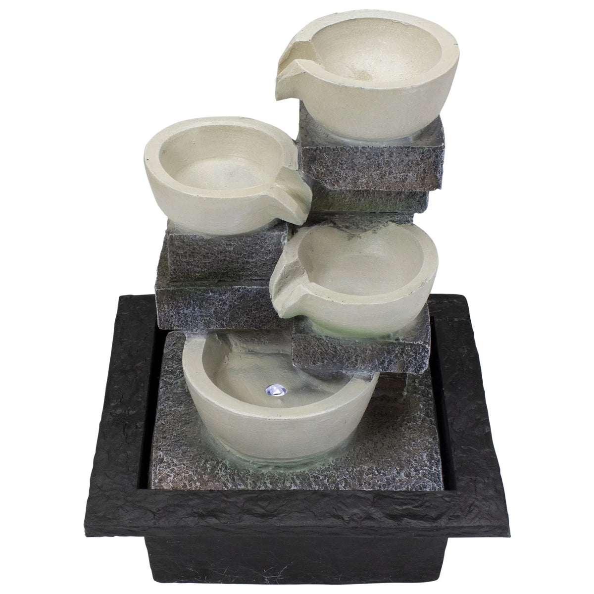 Northlight 11" LED Lighted Cascading 4-Tier Bowl Indoor Tabletop aqua Fountain
