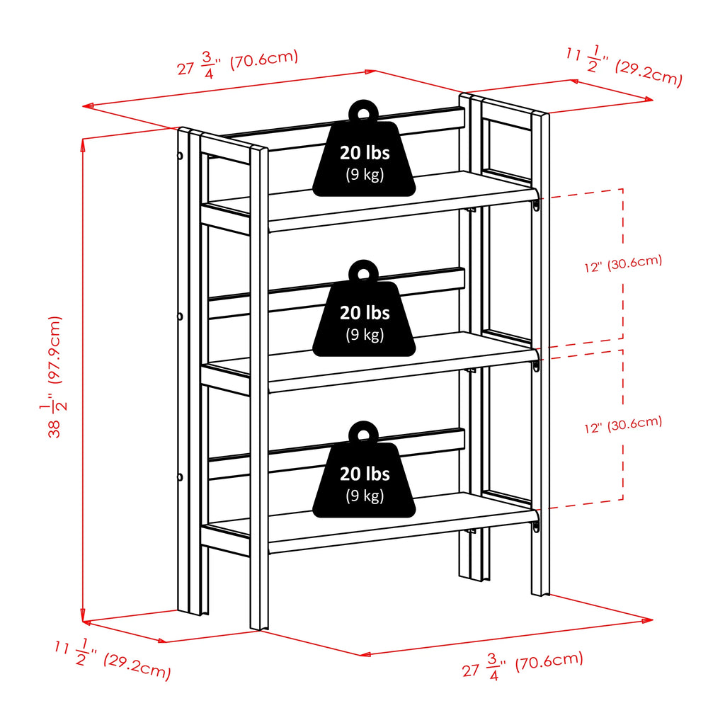 Winsome Wood Terry 3-Tier Foldable Shelf, Stackable, Walnut Finish