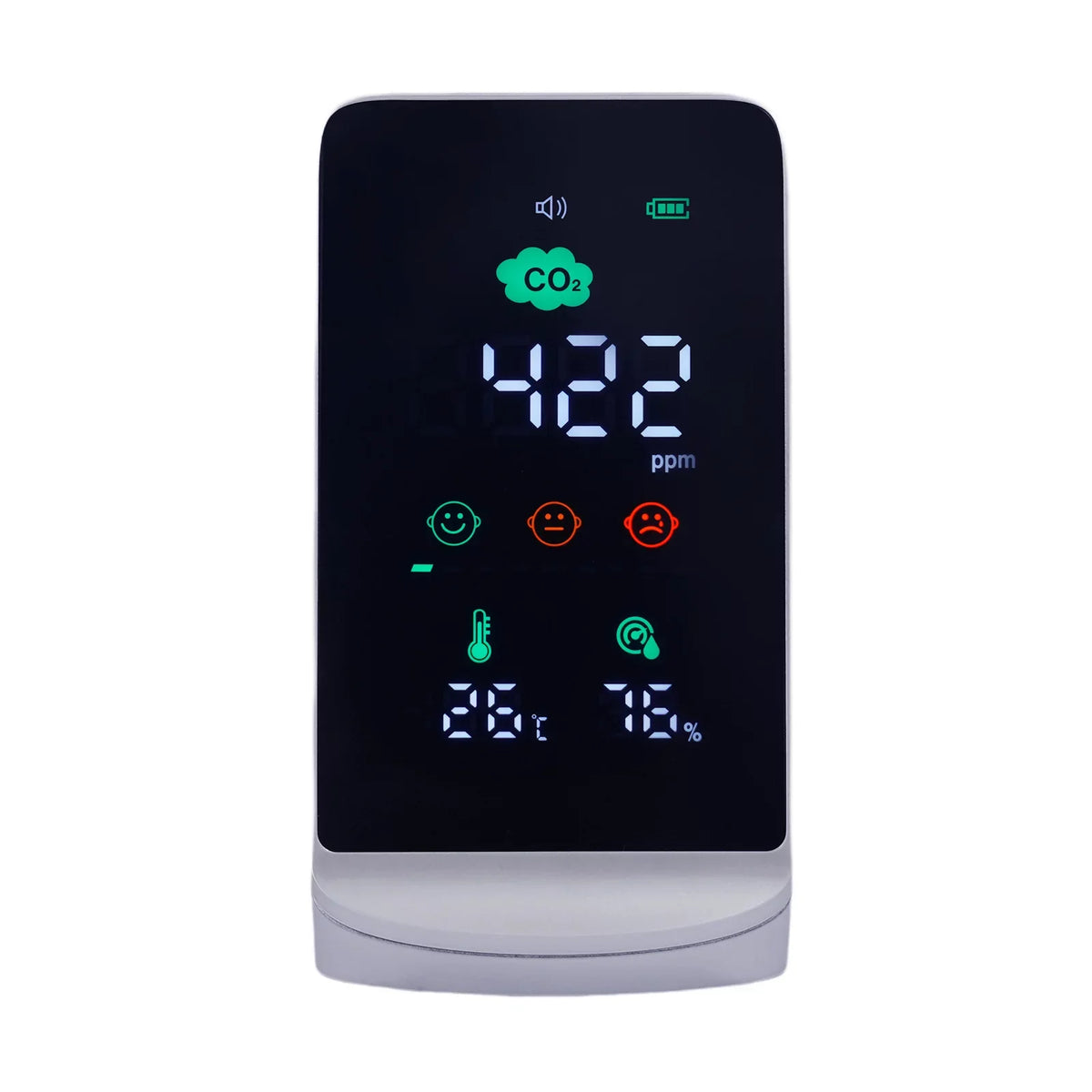 Miumaeov Indoor Air high-grade Monitor for CO2, Temperature & Humidity (White, Black)
