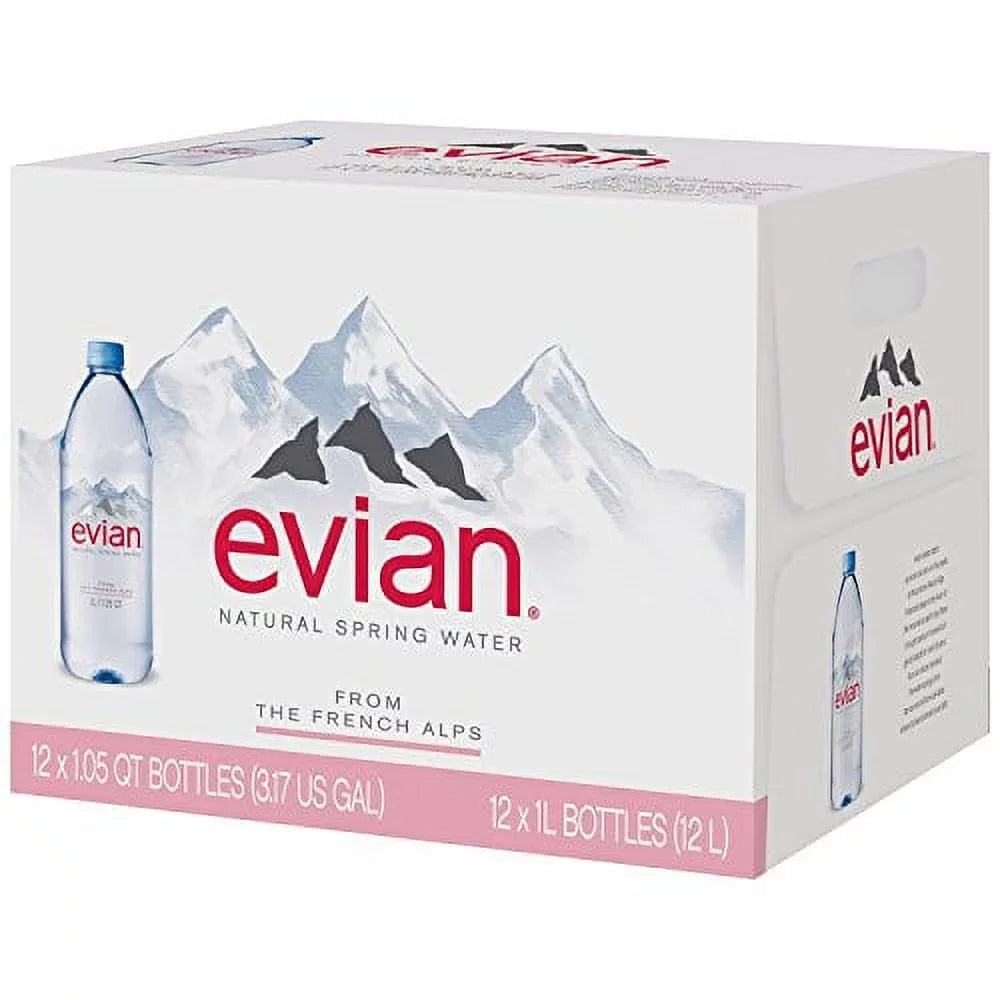 A1. Evian Natural Spring aqua 1 L, 12 pk