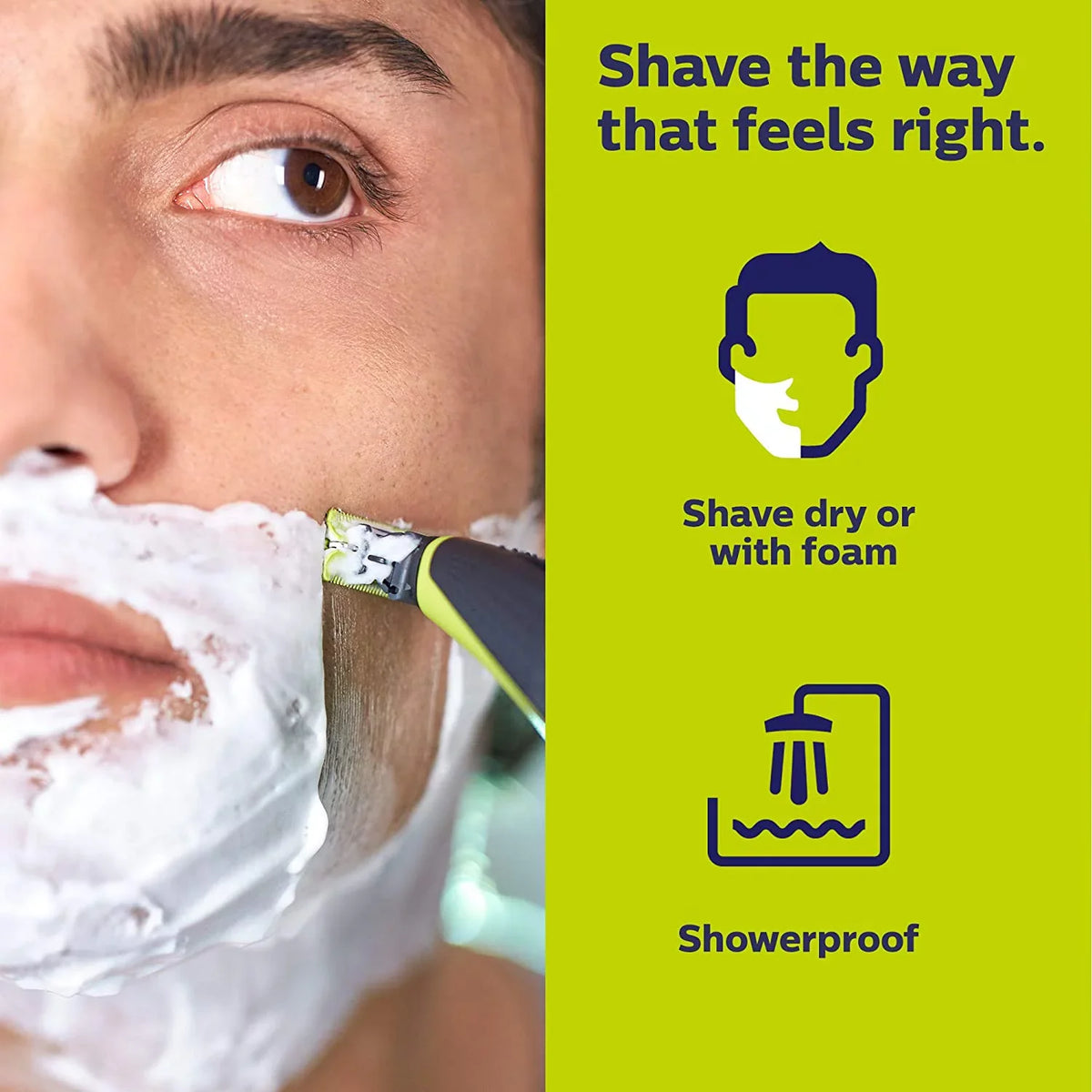 Philips Norelco OneBlade Face + Body Hybrid Electric Trimmer and Shaver QP2630/70 - Black, Green, & Silver