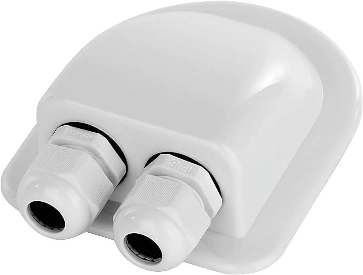 Restmo IP68 Waterproof Solar Cable Entry Gland, climate impervious Dual Cable Entry Housing for Solar Panels of RV, Caravan, Marine, craft, Cabin, White