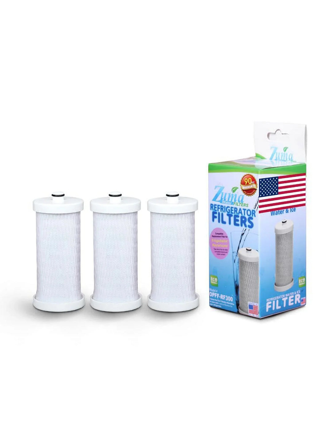 ZUMA Brand , moisture and Ice Filter , Model # OPFF-RF300 , appropriate with Frigidaire® 204389101 - 3 Pack - Made in U.S.A.