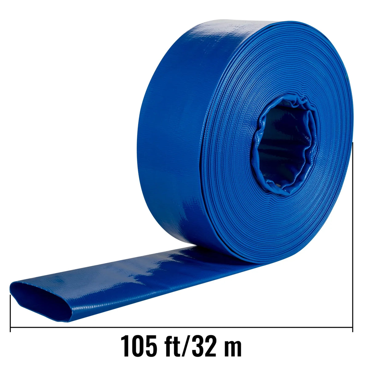 VEVOR Discharge Hose, 3" x 105', PVC Fabric Lay Flat Hose, Heavy Duty Backwash Drain Hose with Clamps, climate-proof & Burst-proof, Ideal for Swimming Pool & liquid Transfer, Blue