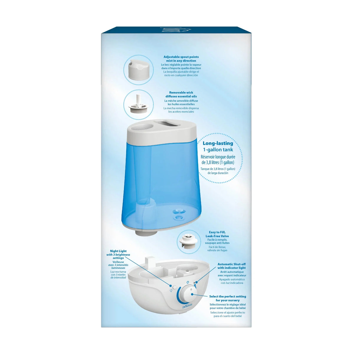 Brown's Cool Mist Ultrasonic Humidifier for Baby with Optional Diffuser and Night Light, Nursery. Dr
