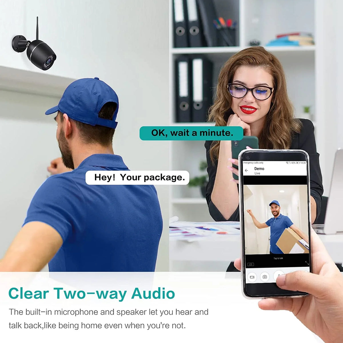 Security Cameras, 2 Pack 1080P WiFi Full Metal Case Cameras for Home Security Outdoor Waterproof Bullet Camera Two-Way Audio, Motion Detection Alert, SD Card Cloud, appropriate with Alexa
