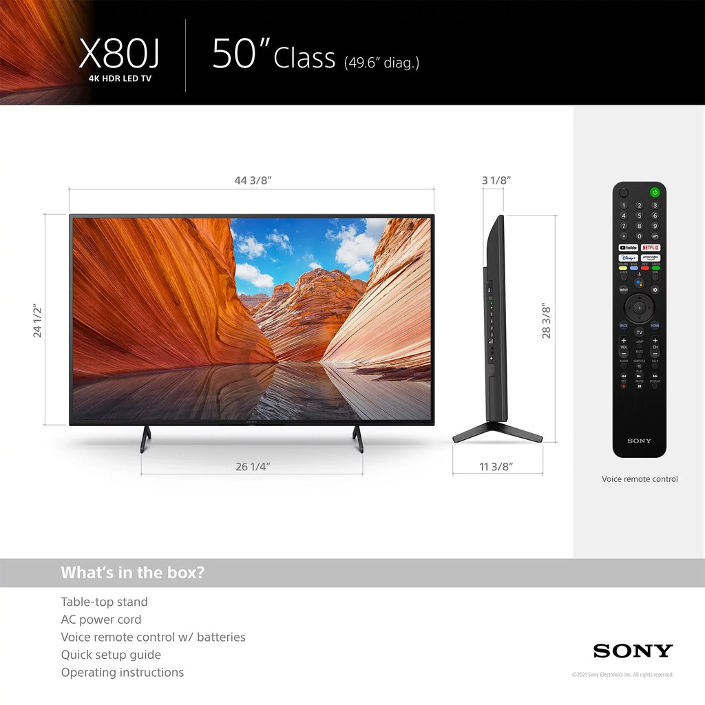 Restored  50" Class 4K UHD (2160p) LED Google Smart TV HDR X80J Series KD50X80J (Refurbished)