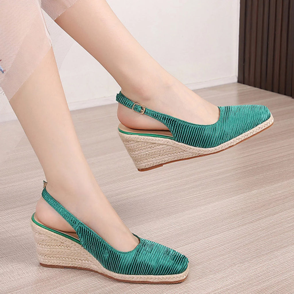 Summer New Cap Toe Wedge Sandals Women Elegant Espadrilles High Heels Linen Straw Fisherman Shoes Silk Espadrilles Women Sandal Sketches Sandals Women's Flip Flop Sandals for Women Dressy Size 12
