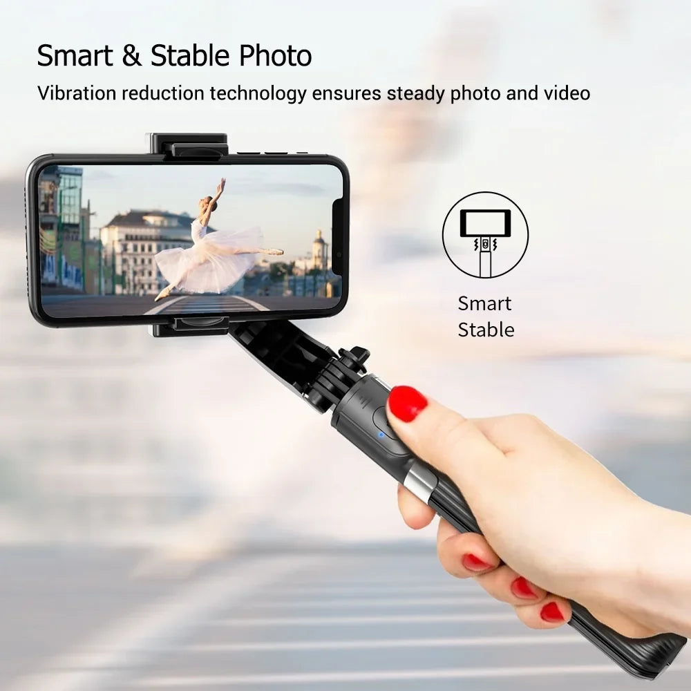 3 in 1 Phone Gimbal Stabilizer Selfie Stick Tripod 86cm 5-Section with Remote Shutter Phone Clamp Smart Rotatable matching with Smartphones