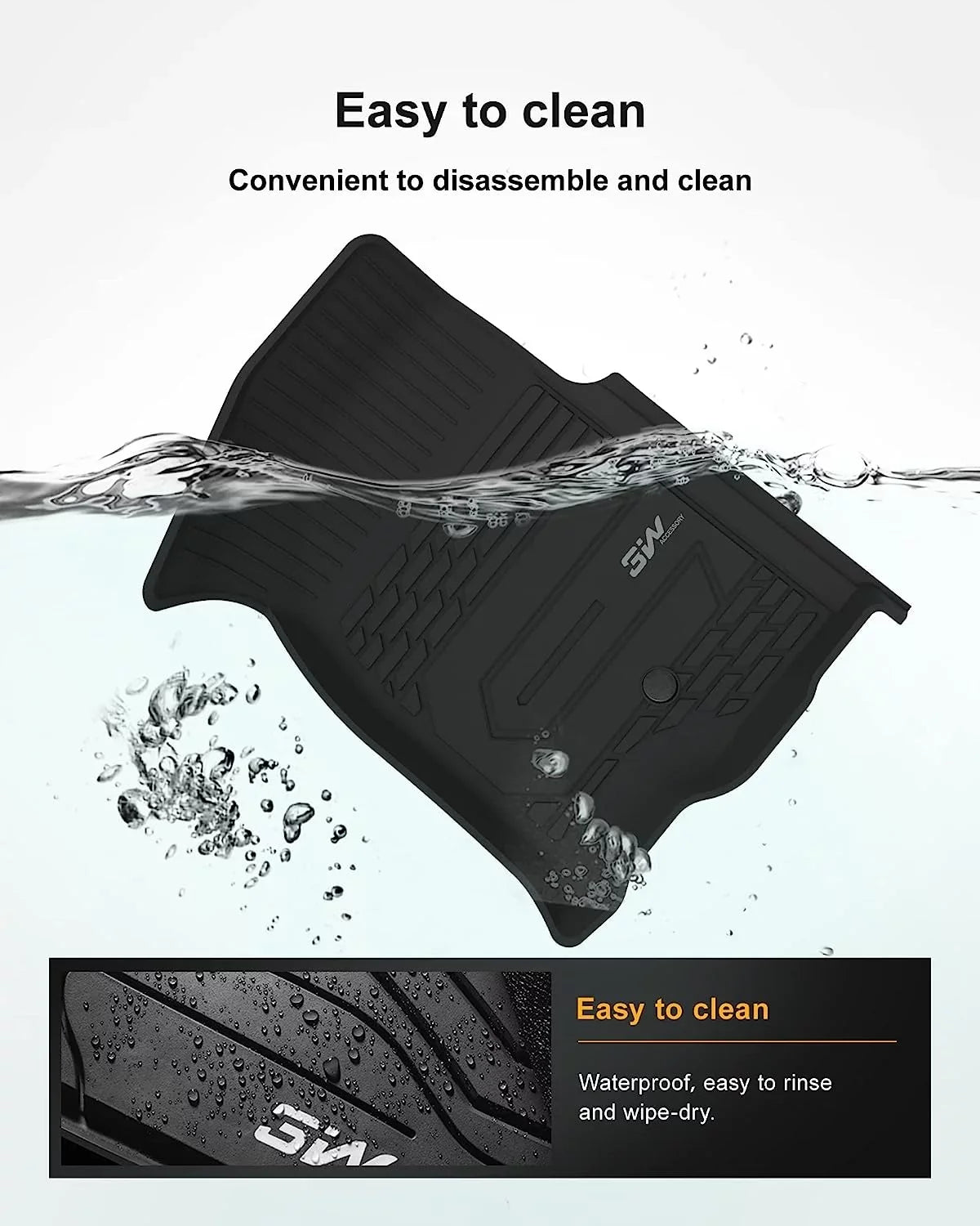 3W Floor Mats for 2019-2023 Chevrolet Silverado/GMC Sierra 1500 & &2020-2024 Chevrolet Silverado/GMC Sierra 2500 HD/3500HD Crew Cab (Don't Fit Double Cab), For with Factory Carpeted Storage