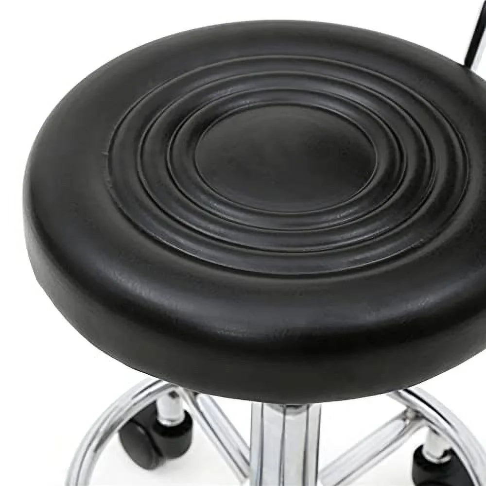 Goujxcy Multi-Purpose Salon Stool Chair, Adjustable Rolling Swivel Stool with Back Cushion and Wheels Perfect for Beauty Salon Spa Tattoo Massage Dental Clinic Office Art Studio, White