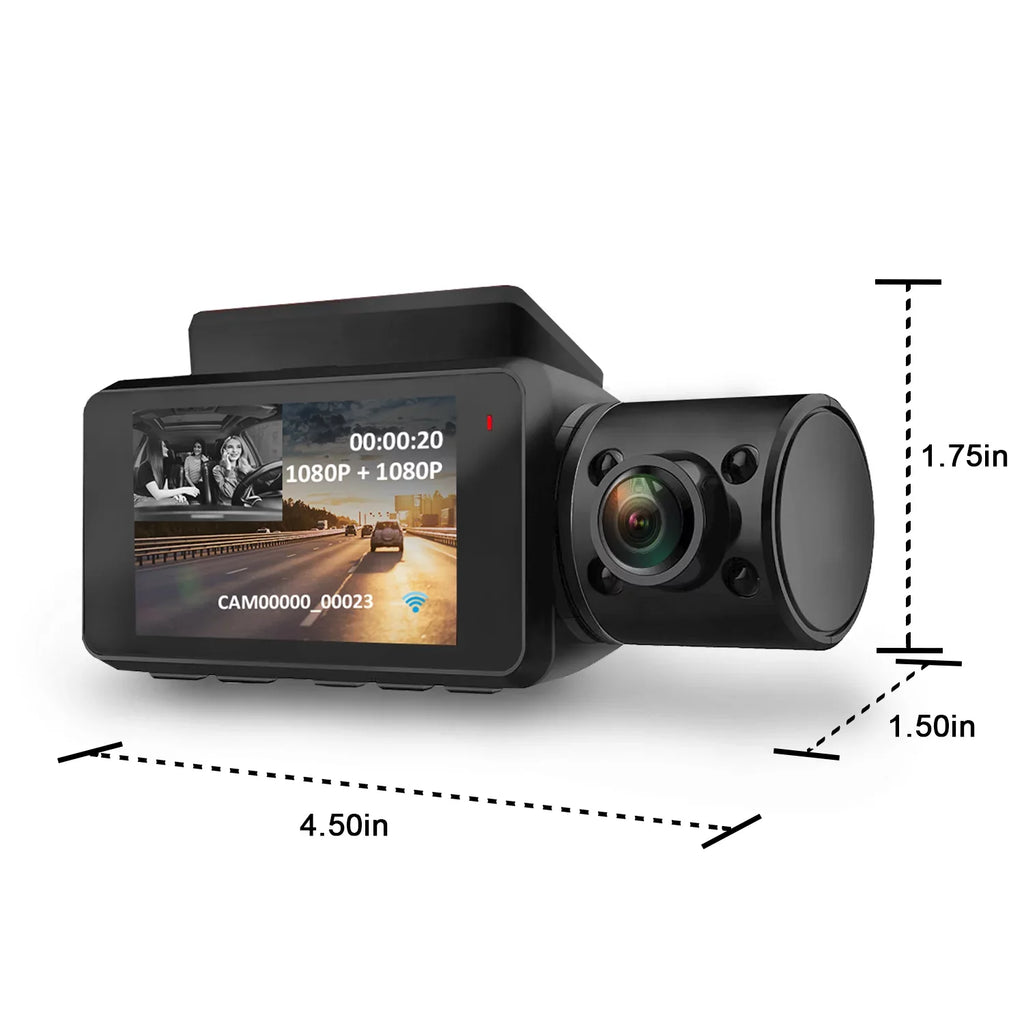 Rexing V3 1080P Front and Inside Cabin Dash Cam with Wi-Fi & GPS