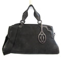 Pre-Owned Cartier Marcello moisture Snake L1000928 Women's Suede,Leather Handbag,Shoulder Bag Black (Good)