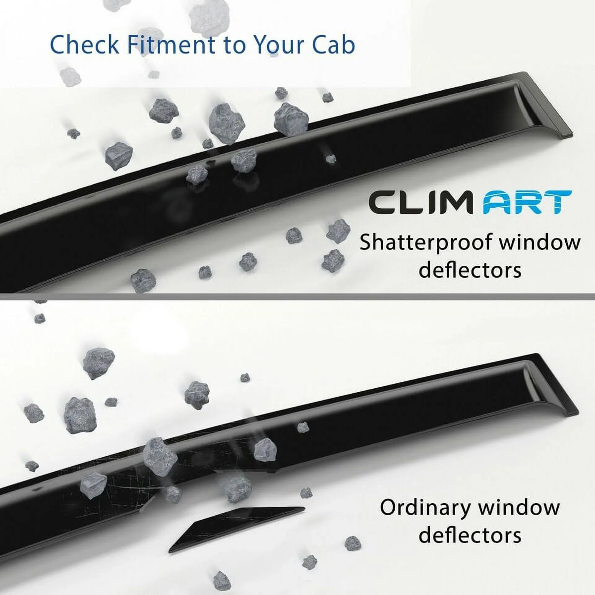 CLIM ART in-Channel Incredibly Durable Rain Guards for  F150 2015-2020 Regular Cab, Original Window Deflectors, Vent Window Visors, Vent Deflector, Dark Smoke Truck Accessories, 2 pcs- 315008LP