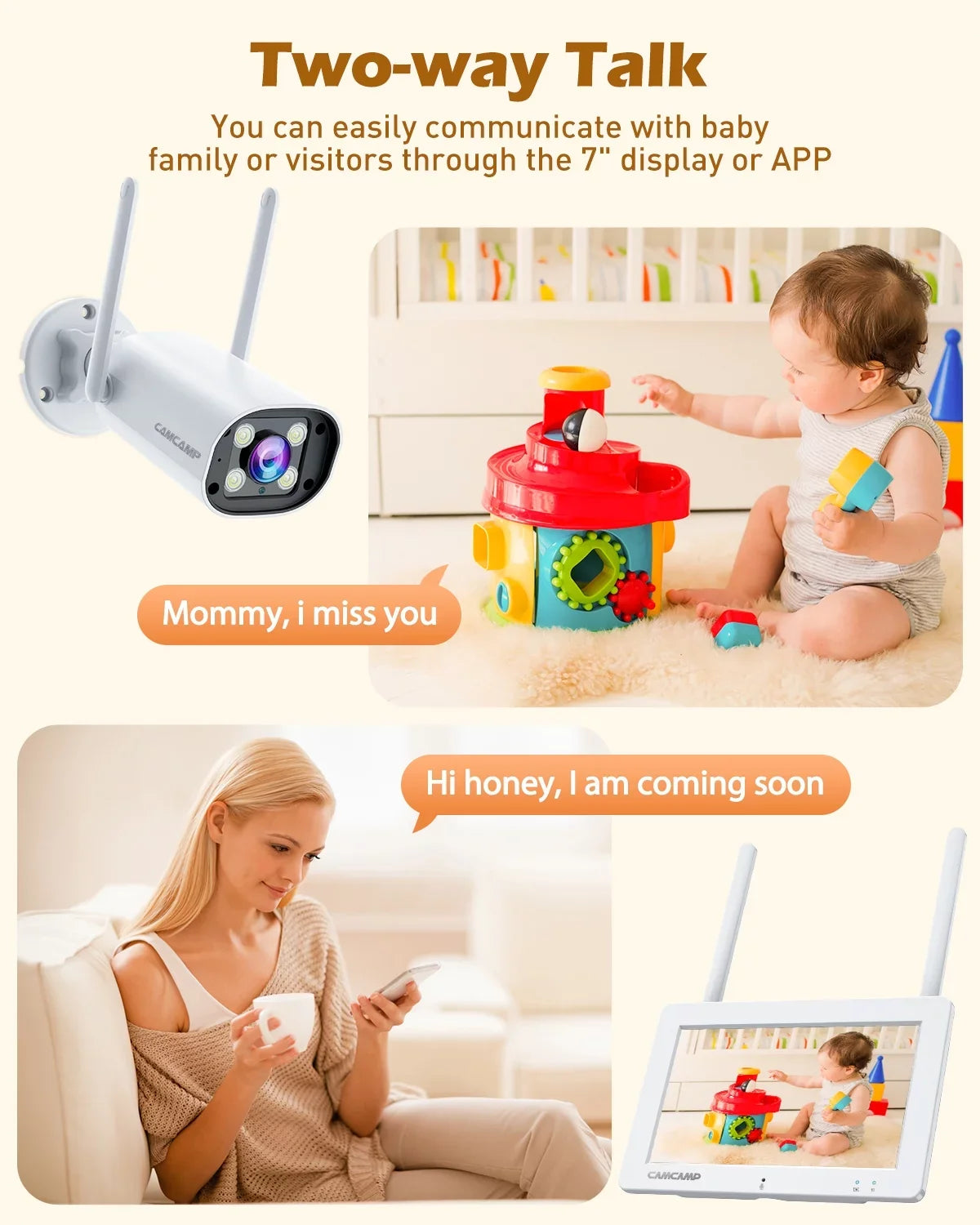 Toguard SC27 2K/3MP CCTV Security Camera System Outdoor with 7" Monitor Bullet Surveillance Camera WiFi Wireless Connector