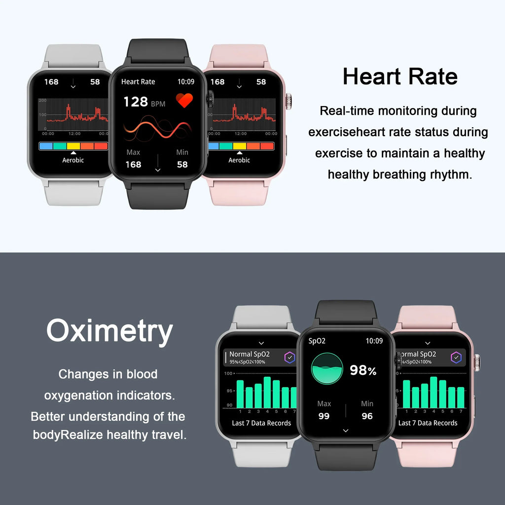 Blackview Smart Watch for Android and iOS, Fitness Tracker with Bluetooth Call, 1.83" HD Touch Screen, Waterproof, 4 Mini Games,100+ Sports, Smartwatch with Voice Assistant, Romantic Gifts Set of 2