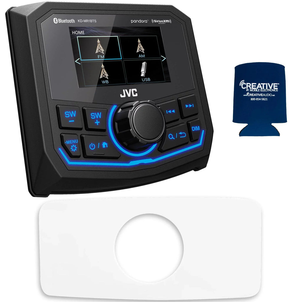 JVC KD-MR1BTS Waterproof Radio appropriate With Stinger Marine SEADASH3W Universal Marine 3" Radio Dash Kit - White