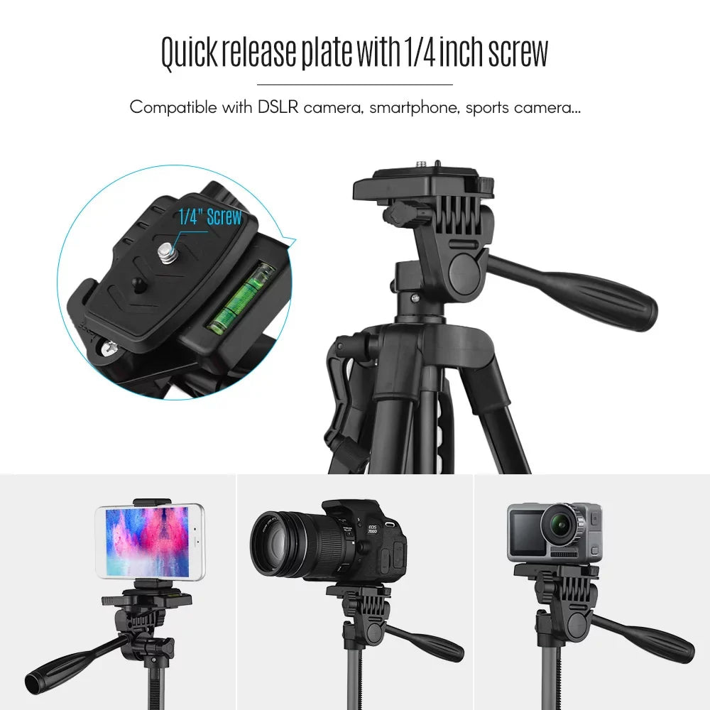 Height 135cm/53in with Carry Bag Phone Holder for DSLR Camera Smartphone. Andoer Lightweight Photography Tripod Stand Aluminum Alloy 3kg Load Capacity Max