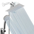 5-Setting High Pressure Shower Head, 10″Square Rain Shower Head with Handheld and Self-adhesive Holder/1.5M Hose -1 Replaceable Filter Cartridge