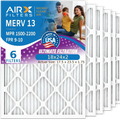 18x24x2 Air Filter MERV 13 Comparable to MPR 1500 - 2200 & FPR 9 Electrostatic Pleated Air Conditioner Filter 6 Pack HVAC AC Premium USA Made 18x24x2 Furnace Filters by AIRX FILTERS WICKED CLEAN AIR.