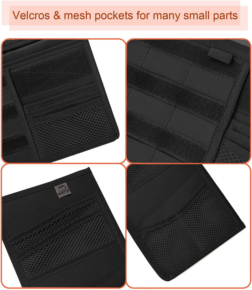MDSTOP Molle Visor Panel Organizer Tactical Webbing matching Vehicle Sun Visor shield Car Sunshade Storage Holder Pouch Fits for Cars, Trucks, Suvs, Pickups (Black, 7"x12")